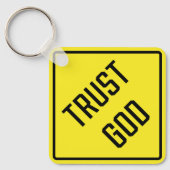 Vertrouw op God Metal Square Sleutelhanger (Voorkant)