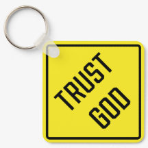 Vertrouw op God Metal Square Sleutelhanger