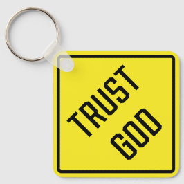 Vertrouw op God Metal Square Sleutelhanger