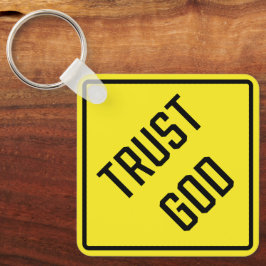 Vertrouw op God Metal Square Sleutelhanger