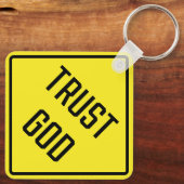 Vertrouw op God Metal Square Sleutelhanger (Achterkant)