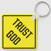 Vertrouw op God Metal Square Sleutelhanger (Achterkant)