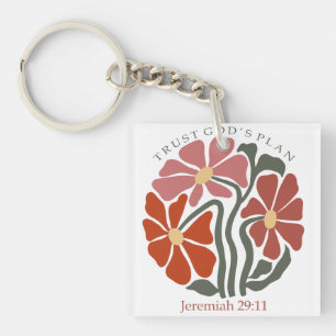 Vertrouw op Gods plan met Bible Verse Wildflower Sleutelhanger
