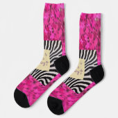 Vertrouw op Gods Tijd pink glitter zebra y2k Sokken (Links)