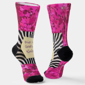 Vertrouw op Gods Tijd pink glitter zebra y2k Sokken (Gebogen)