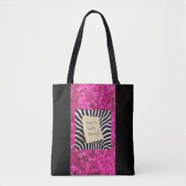 Vertrouw op Gods Tijd pink glitter zebra y2k Tote Bag