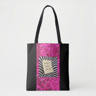 Vertrouw op Gods Tijd pink glitter zebra y2k Tote Bag