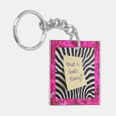 Vertrouw op Gods Tijd pink glitters zebra y2k Sleutelhanger (Voorkant Links)