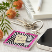 Vertrouw op Gods Tijd pink glitters zebra y2k Sleutelhanger (Voorkant Rechts)