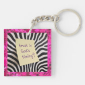 Vertrouw op Gods Tijd pink glitters zebra y2k Sleutelhanger (Achterkant)