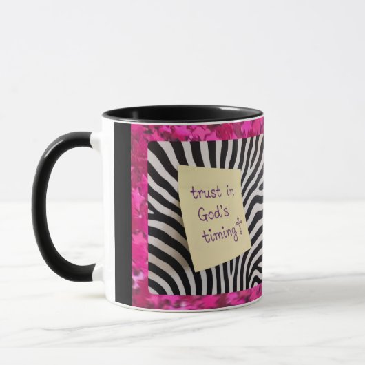 Vertrouw op Gods timing roze glitters zebra y2k Mok (Links)