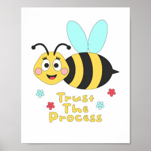 Vertrouw op het proces Kawaii grappige bijen vlieg Poster