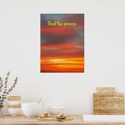 Vertrouw op het proces - Mooie zonnehemel geel Poster (Keuken)