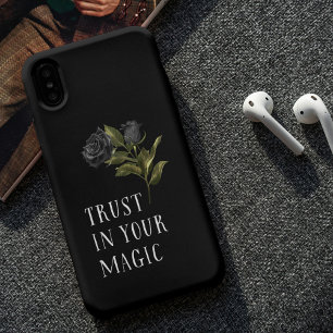 Vertrouw op je Magic Quote Black Roos Case-Mate iPhone Case