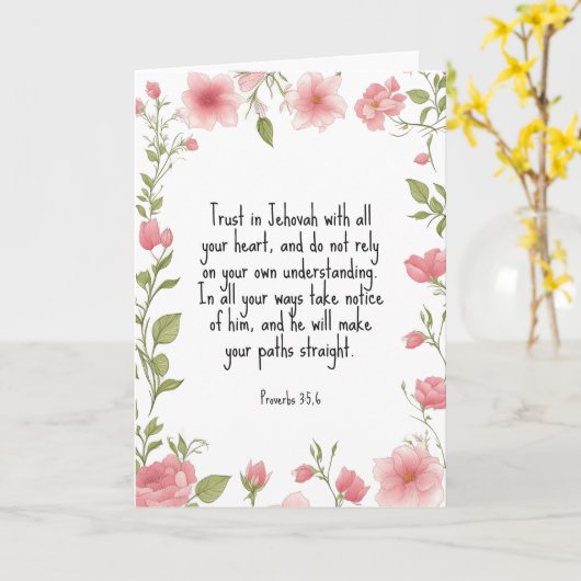 Vertrouw op Jehovah met heel je hart | JW-groet Kaart (Gele Bloem)