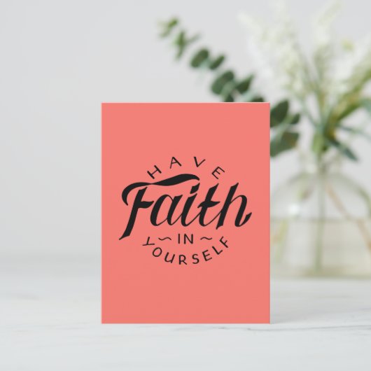 Vertrouw op jezelf koraal briefkaart (Staand voorkant)