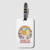 Vertrouw op jezelf - Retro Psychedelic Sun & Moon Bagagelabel (Voorkant (verticaal))