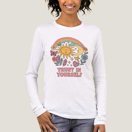 Vertrouw op jezelf - Retro Psychedelic Sun & Moon Tri-Blend Shirt (Voorkant volledig)