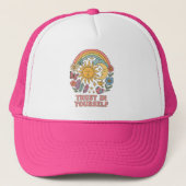 Vertrouw op jezelf - Retro Psychedelic Sun & Moon Trucker Pet (Voorkant)