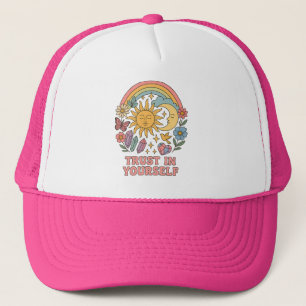 Vertrouw op jezelf - Retro Psychedelic Sun & Moon Trucker Pet