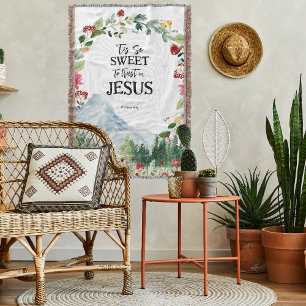 Vertrouw op Jezus Berg Wilde Bloem Monogram Deken