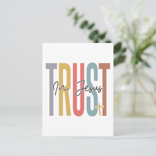 Vertrouw op Jezus, geloof in God, vertrouw op Jezu Briefkaart (Staand voorkant)