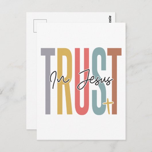 Vertrouw op Jezus, geloof in God, vertrouw op Jezu Briefkaart (Voorkant / Achterkant)