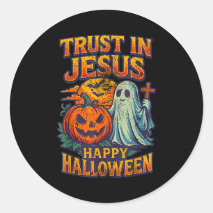 Vertrouw op Jezus Schattig Christelijk Vintage Hal Ronde Sticker