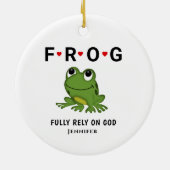 Vertrouw volledig op God Frog Hearts gepersonalise Keramisch Ornament (Achterkant)