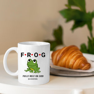 Vertrouw volledig op God Frog Hearts gepersonalise Koffiemok