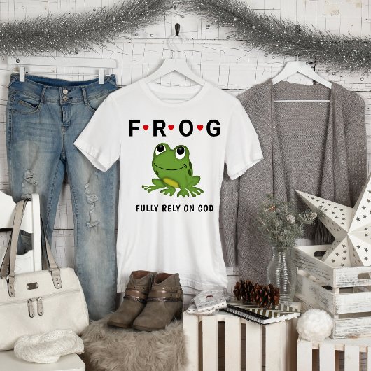 Vertrouw volledig op God Frog Hearts T-shirt