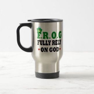 Vertrouw volledig op God Frog Reisbeker