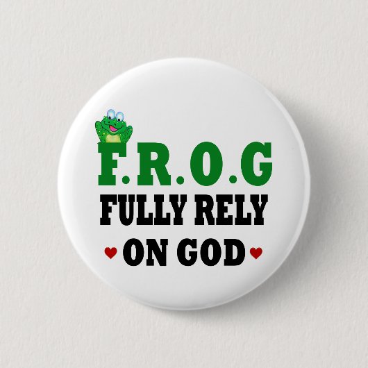 Vertrouw volledig op God Frog Ronde Button 5,7 Cm (Voorkant)
