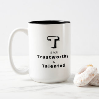Vertrouwd en Talentvol T - Gepersonaliseerde Luxe Tweekleurige Koffiemok