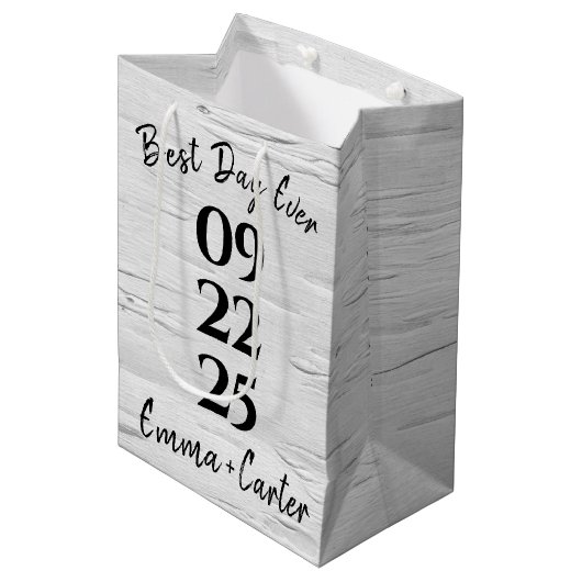 Vertrouwdatum vogelboom medium cadeauzakje (Voorkant Gekanteld)