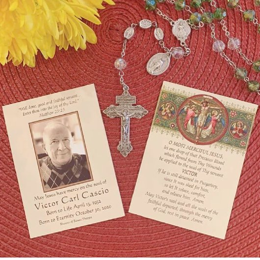 Vertrouwde Christus met Angels katholieke begrafen Visitekaartje