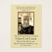 Vertrouwde Christus met Angels katholieke begrafen Visitekaartje (Achterkant)