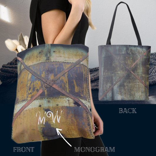 Vertrouwde industriële objecten in stedelijk lands tote bag