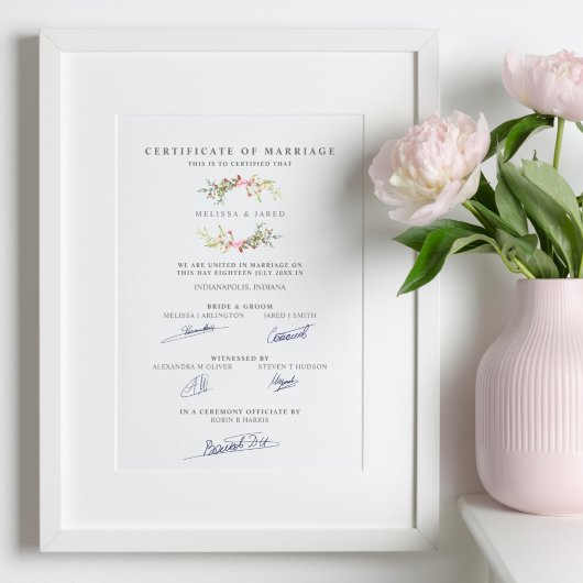 Vertrouwelijk certificaat met Floral Garland in ro Poster