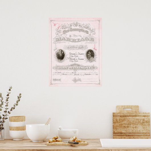 Vertrouwelijk certificaat voor roze en voor eierst poster (Keuken)