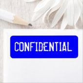 VERTROUWELIJK in witte tekst op blauwe achtergrond Etiket (Insitu)