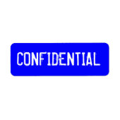 VERTROUWELIJK in witte tekst op blauwe achtergrond Etiket (Voorkant)