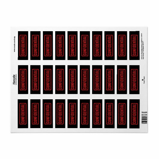 Vertrouwelijk label met zwart stempel (Full Sheet)