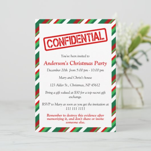 vertrouwelijk | Leuk kerstfeest Kaart (Staand voorkant)