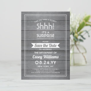 Vertrouwelijk met roestpartij Rustic Grey Faux Woo Save The Date