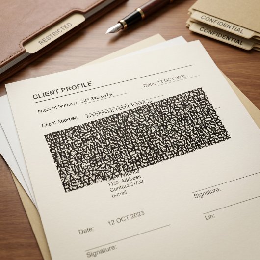 Vertrouwelijke documentbeveiliging zelfinktende stempel