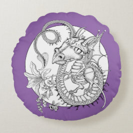 Vertrouwelijke draak: DIY Coloring door Sonja A.S. Rond Kussen