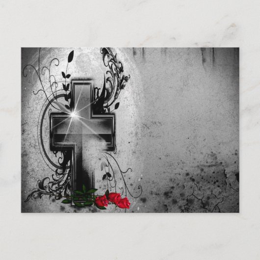 Vertrouwelijke en Rozen Gothic Wedding Announement Aankondigingskaart (Voorkant)