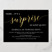 Vertrouwelijke feestdag in modern zwart-wit en Gol Folie Uitnodiging (Voorkant)