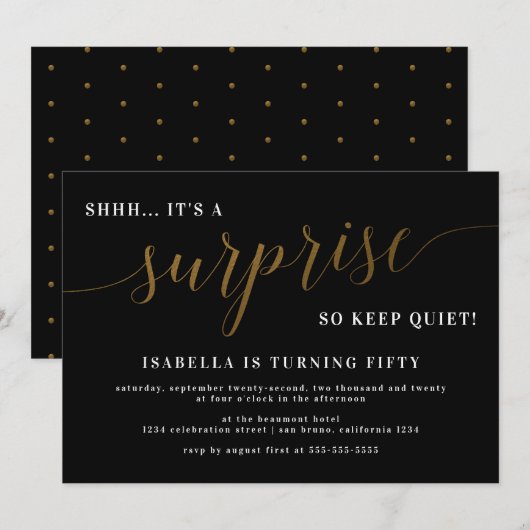 Vertrouwelijke feestdag in modern zwart-wit en Gol Kaart (Voorkant / Achterkant)